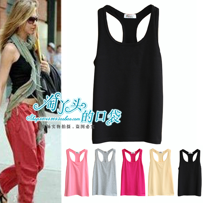 High quality elastic 100% cotton female spaghetti strap vest basic shirt tank