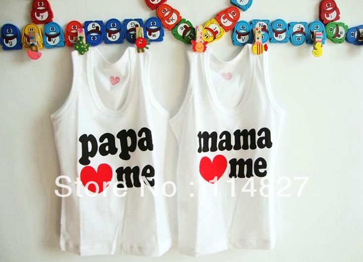 high quality,factory price,New papamama love me baby tank tops for summer 1-4years children tops,8pcs/lot,