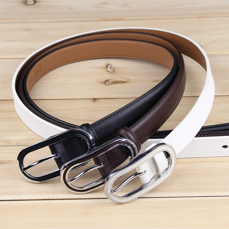 High quality fashion genuine leather thin belt all-match decoration belt women's white strap fashion belt