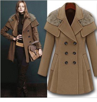 High quality fashion lady worsted long winter coat, casual woman wind coat leather buckle collars cloak coat