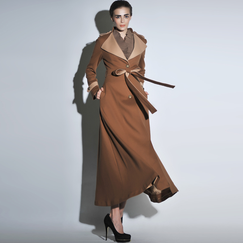 High quality Fashion noble turn-down collar woolen overcoat ol slim woolen trench Women's Wool Blends Coat winter coat outerwear