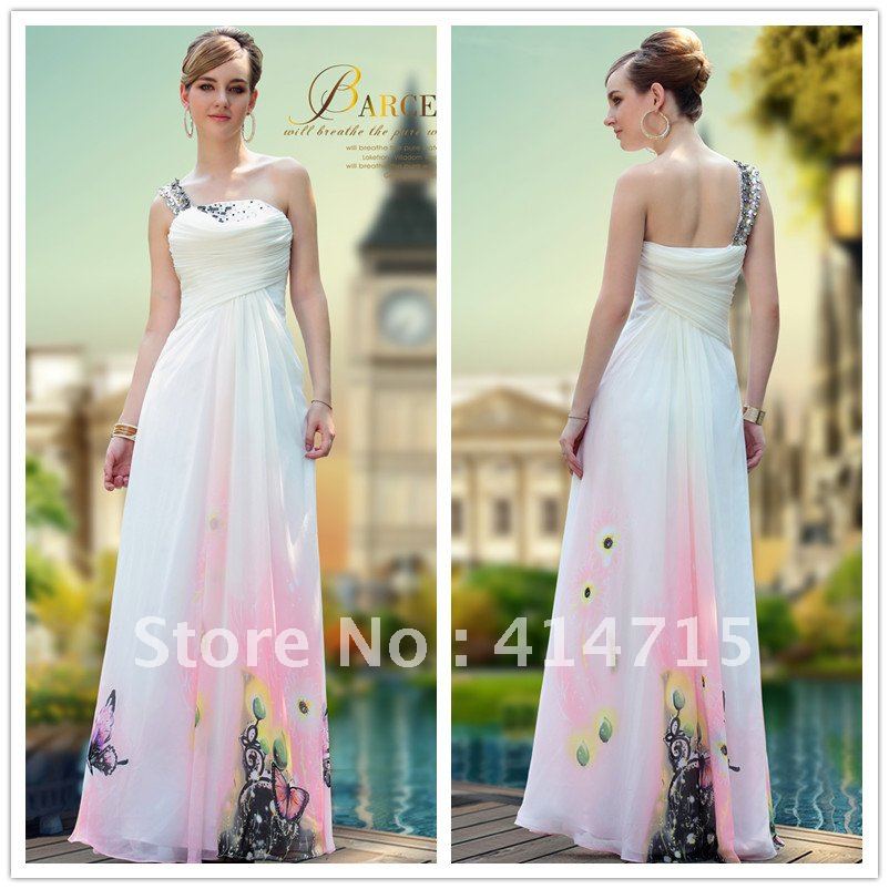 High quality fashion quinceanera dresses  one-shoulder prom dress floor-length plus size beaded FREE SHIPPING ALL EXPRESS