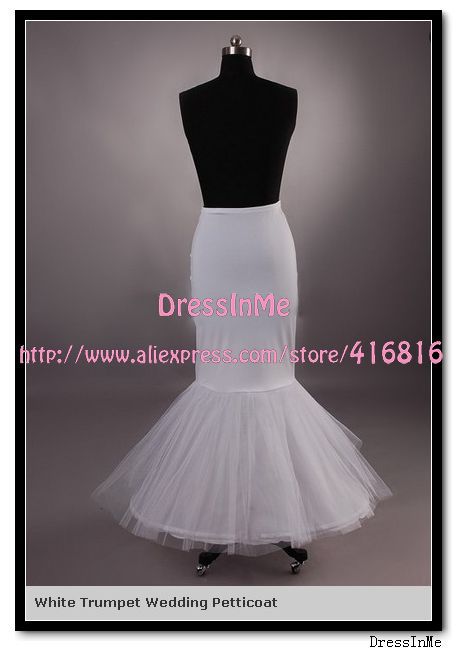 High Quality Free Shipping White Mermaid Wedding Petticoat Elastic Waist Underskirt Stiff Tulle Bridal Crinoline Free Size