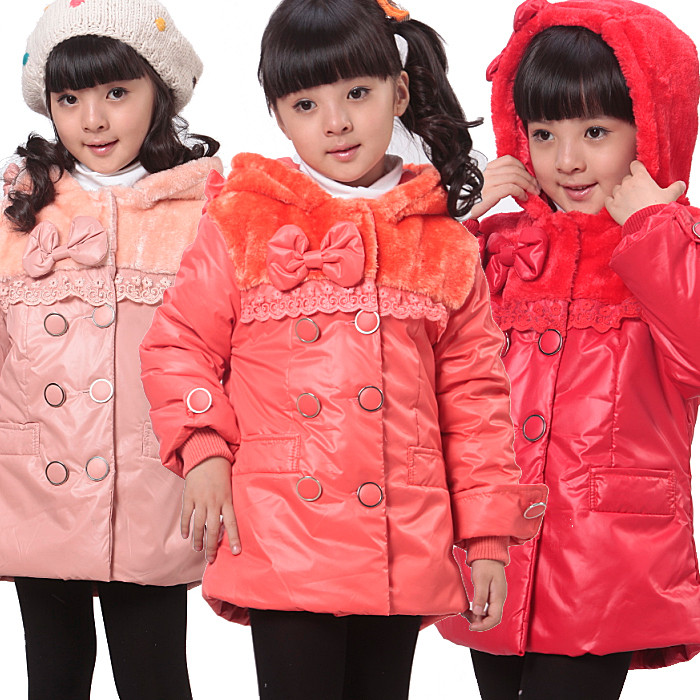 High Quality!Free Shipping!winter children's clothing girl thickening wadded jacket baby cotton-padded jacket trench outerwear