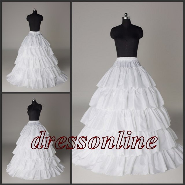 High Quality Free Size 5 Layers Flounced Long Bride Wedding Dress Petticoats Crinolines Free Shipping