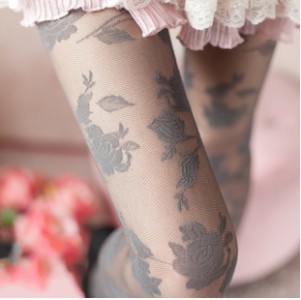 High quality full lace rose woven pattern thickening double layer stockings pantyhose women,free shipping