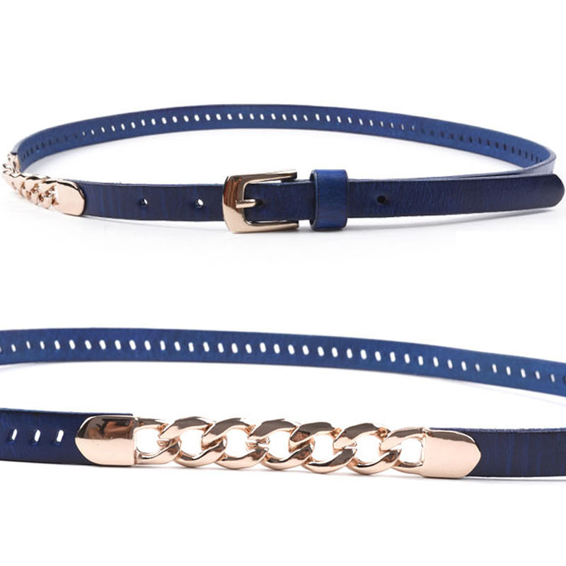 High quality genuine leather first layer of cowhide women's thin belt strap belly chain all-match belt decoration