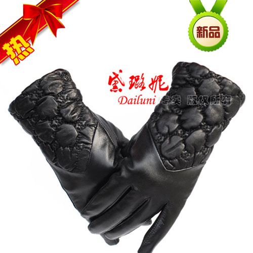 High quality gloves ultra long sheepskin women's winter thermal genuine leather gloves 082  Free Shipping