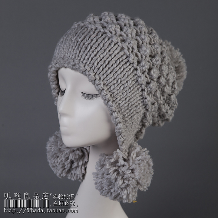 High quality high quality knitted hat autumn and winter knitted wool ball pineapple hat ear protector cap women's hat