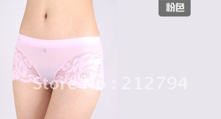 High quality hollow out ice silk straight Angle pants Comfortable bud silk more sexy breathe freely Ladies underwear