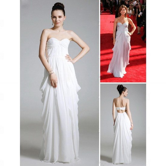 High quality!hot sale!A-line like star princess white celebrity evening dress 2012