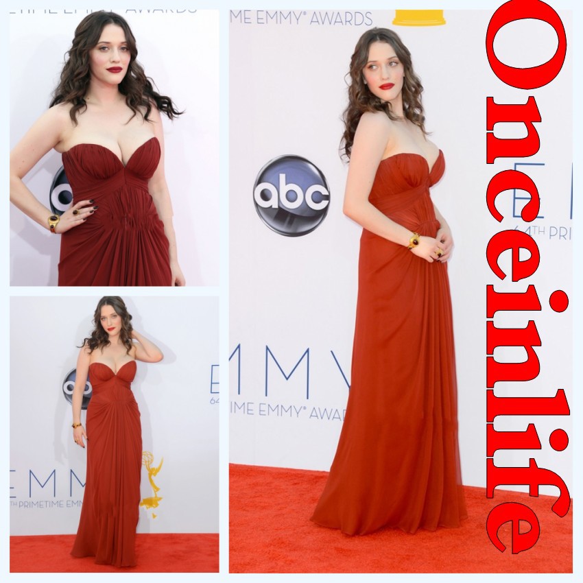 HIGH QUALITY Kat Dennings Inspired By Emmy Awards Sexy Hot  Full Length Red Carpet Evening Dress 2013 Free Shipping