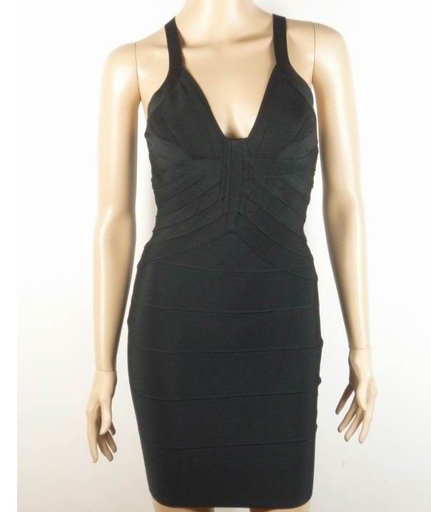 High Quality knitted HL Bandage H082 Black Strap Evening Party Dress