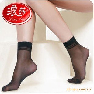 High Quality LangSha quality goods elastic crystal silk short stockings socks (a pack of two loading)
