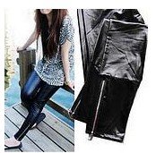 HIGH QUALITY Leggings Imitation leather zipper cultivate one's morality leg backing pants nine minutes of pants leather pants