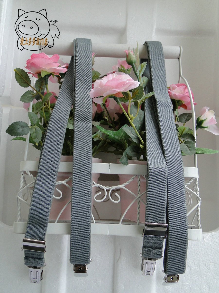 High quality male bib pants clip female clip suspenders elastic suspenders clip grey fine adjustable suspenders