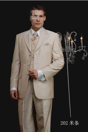 High quality Men's  light grey colours Wedding Dress Groom Wear Bridegroom suits Prom Clothing Groom Tuxedos NO:400