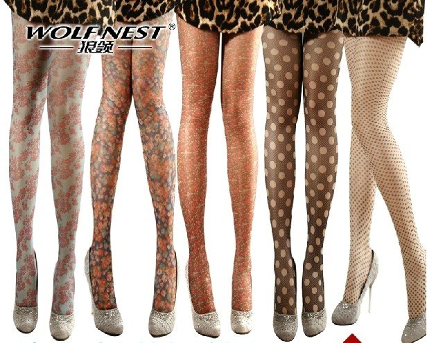 High quality! Multicolour Printed Stockings 18 designs mixed sale(20pcs/lot) Free shipping