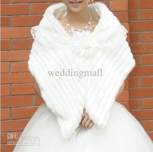 High Quality! New Arrival Bridal Shawl Lace edge faux fur Flower beautiful Exquisite