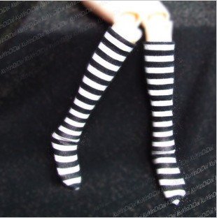 High Quality New MM necessary qiu dong black and white stripe stockings over the knee students socks