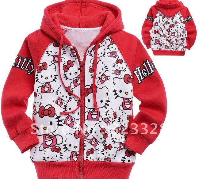 high quality new style children's hoodies 6pcs/1lot kids clothing fashion hoody 100% cotton hello kitty sweater free shipping