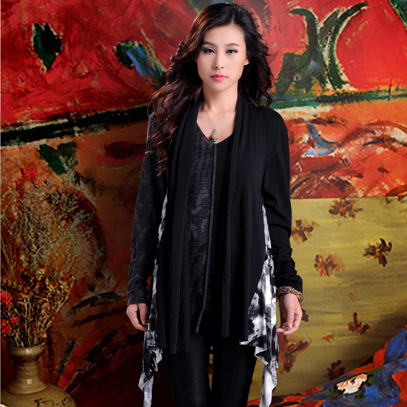 High quality original design loose sweater medium-long knitted cotton basic shirt 2 piece set