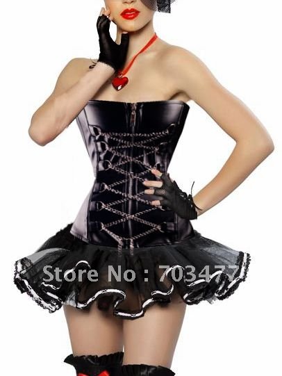 High quality overbust corset dress strapless sexy corset with mini dress free shipping fast delivery best service