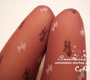 High quality poodle dog pattern velvet pantyhose 4