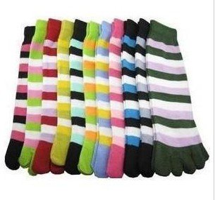 High Quality Popular socks thin cotton vitality chromatic stripe finger socks ship socks