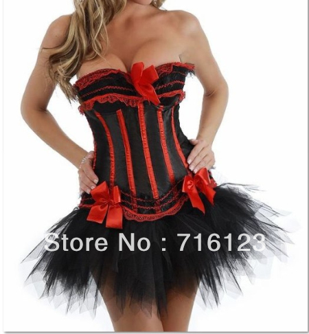 High Quality Red&Black  Burlesque / Moulin Rouge Corset Tutu Fancy Dress Christmas Party  costume