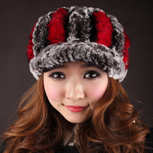High quality rex rabbit hair fur hat women's fur hat winter hat female visor