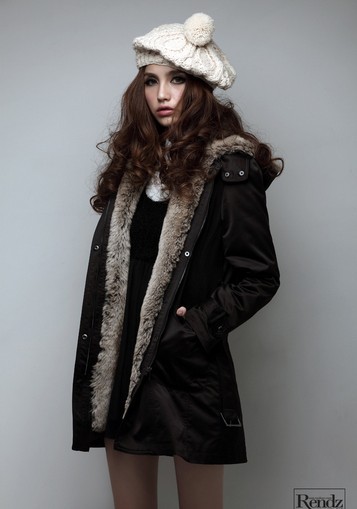 High Quality Sale Promotion Korean Winter New Arrival Warm Fur Inner Collect Waist Long Coat Free Shipping