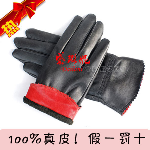 High quality sheepskin thermal women's sheepskin genuine leather gloves 008 Free Shipping