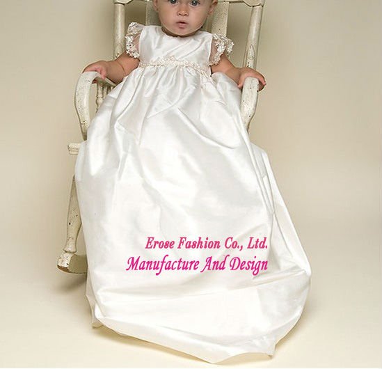 High quality Short sleeve m014 long christening dress