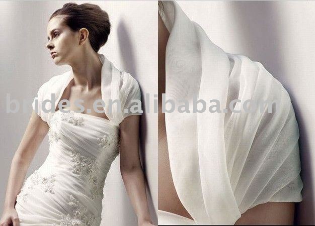high quality short sleeves chiffon gorgeous wedding jacket, bridal jacket,bolero WJ704