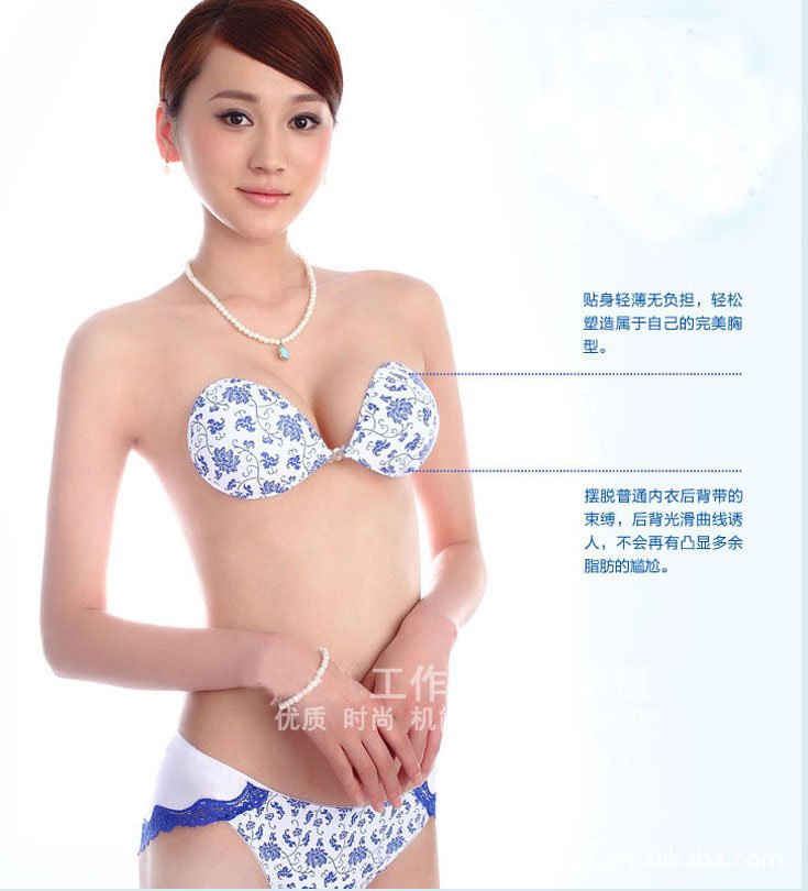 high-quality Silica gel printing bra Chinese style flowers bra