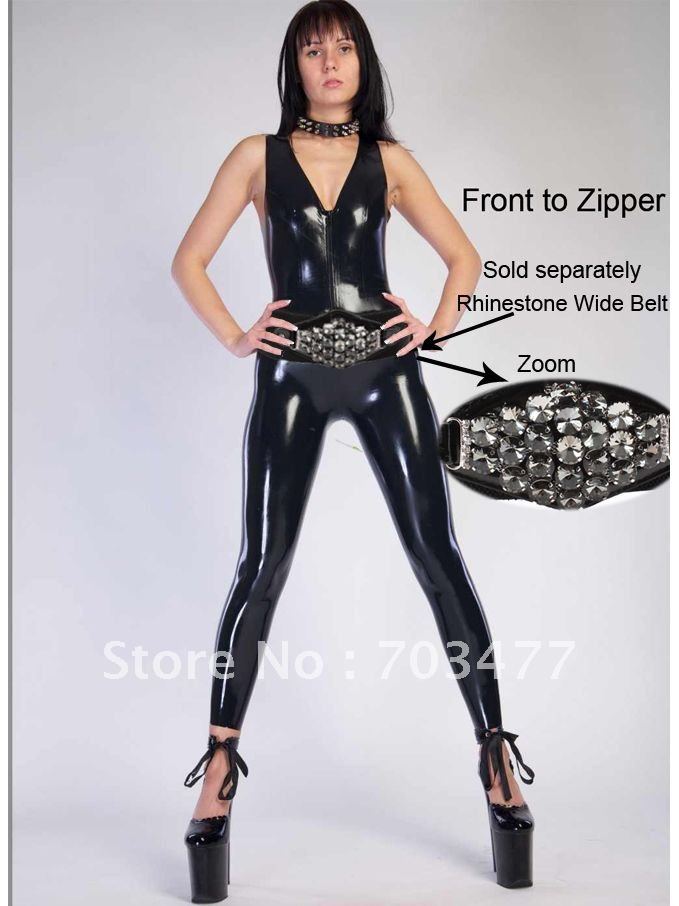 High quality sleeveless leather lingerie deep v black vinyl lingerie jumpsuit hot sale bodysuit free ship wholesale and retail
