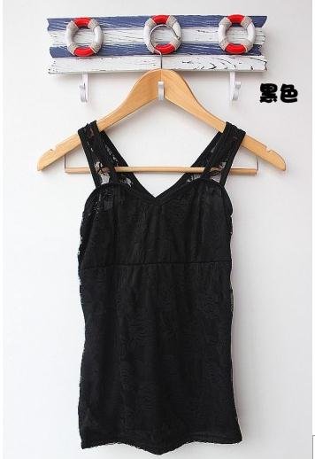 High quality sleeveless t-shirt cotton vest black lace  tank top soft touch bottoming vest /all-match underwear B15