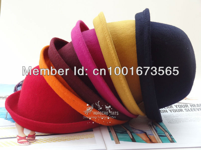 High Quality Solid Woolen Dome Small Fedoras Bucket Hats,New Style Women Winter  Fashion Hat  with many colors