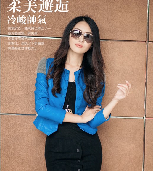 High quality spring women wash pu leather jacket, Europe style o-neck slim suede, solid long sleeve zipper locomotive suit