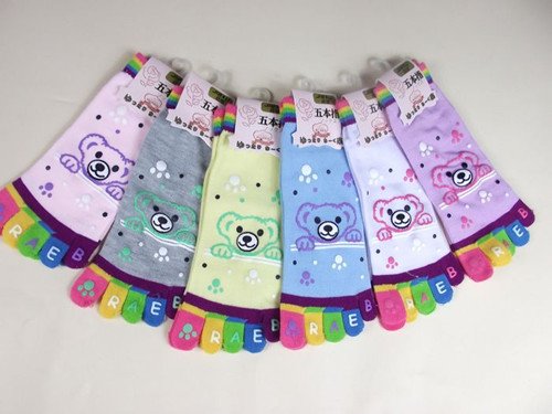 High Quality The creative cartoon toe socks short paragraph Ms. Cotton Toe socks cute cotton socks Winnie paragraph 6 colors