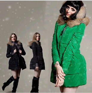 High quality thin princess dress medium-long slim down coat