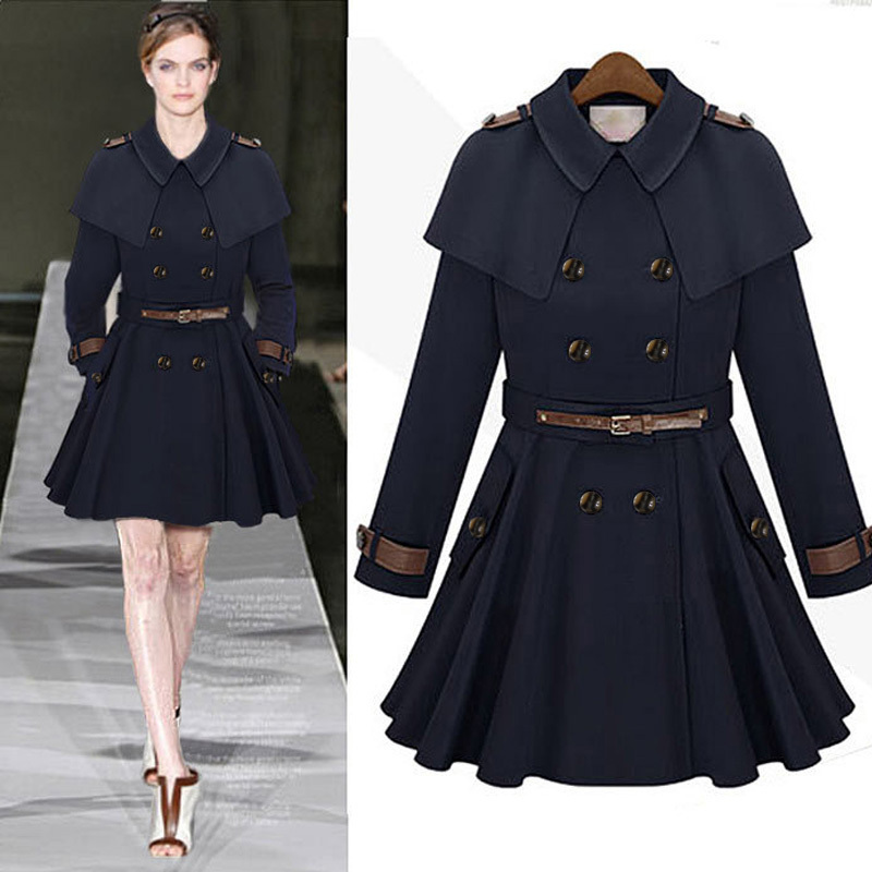 High quality ! turn-down collar long-sleeve double breasted fashion trench female spring and autumn outerwear
