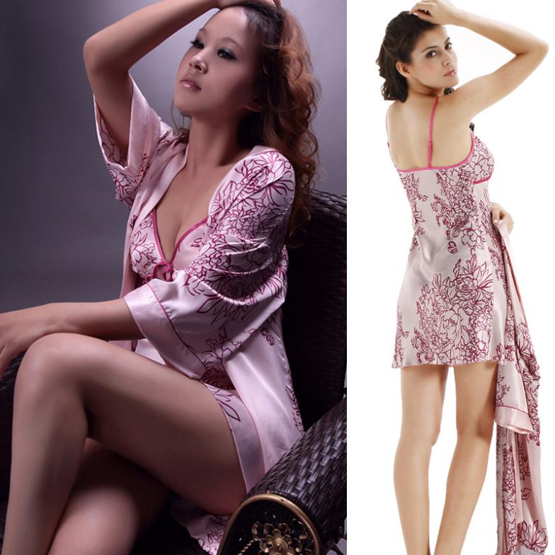 High Quality Underpants Sexy Women Silk Pajamasdressing gown