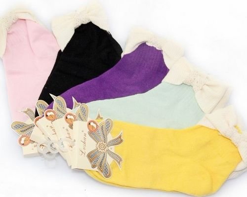 High-Quality Vintage Lace Bowknot Short Socks Boat Women Wholesale&Retail
