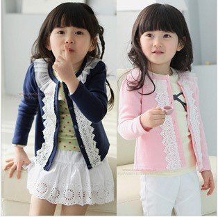 HIGH quality, wholesale girl coat/sweater for spring autumn,children clothing, lace embelish,long sleeve, free shipping