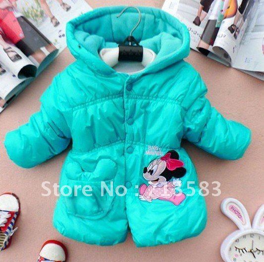 High quality winter children Coats ,New style  girl's coat, mickey long sleeve even cap coat. Baby clothes,4 pcs/lot