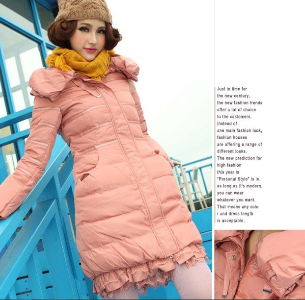 High Quality Winter Jackets Women Fashion Lady Down Jacket Winter Clothes Lace Silm Down Coat S-XL EY-41