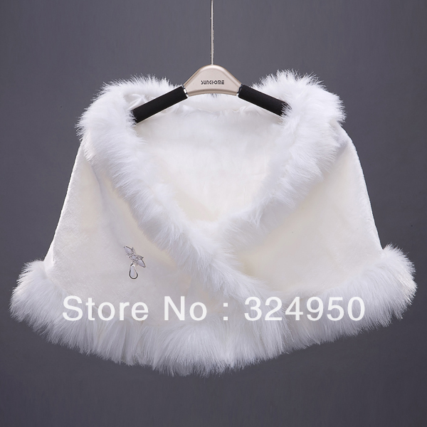 High Quality Winter White Faux Fur Jacket Sleeveless Bridal Wraps YZ122224
