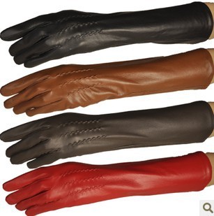 High quality women's Long design gloves genuine leather gloves 40cm Six kinds of color Free shipping